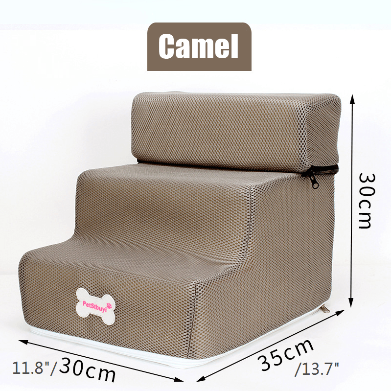 30x35x30CM 3 Steps Dog Stairs For High Bed Pet Cat Ramp Ladder W/ Removable Top - MRSLM