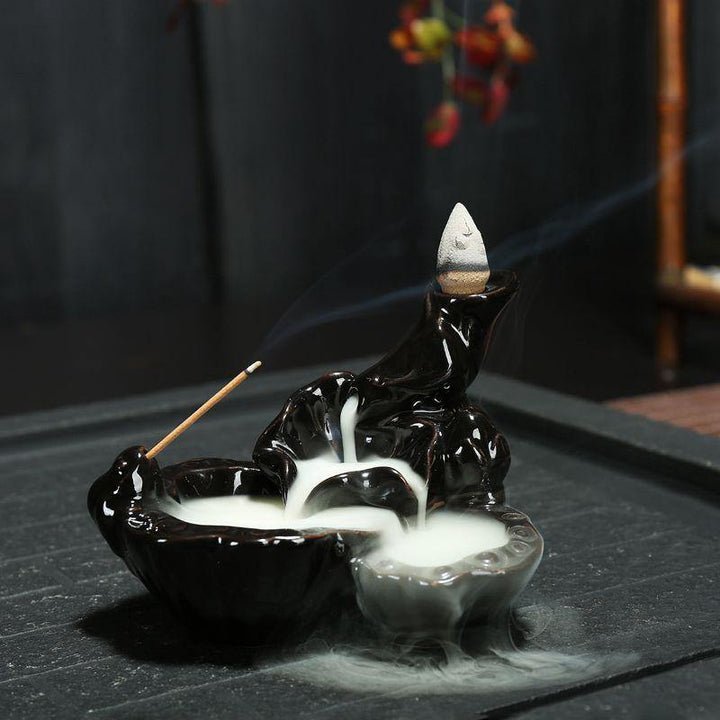 Incense Burner Smoke Backflow Ceramic Glaze Censer Cone Holder - MRSLM