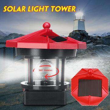 LED Rotating Lighthouse Solar Light Tower Top Garden Yard Lawn Lamp Outdoor Landscape Lighting - MRSLM