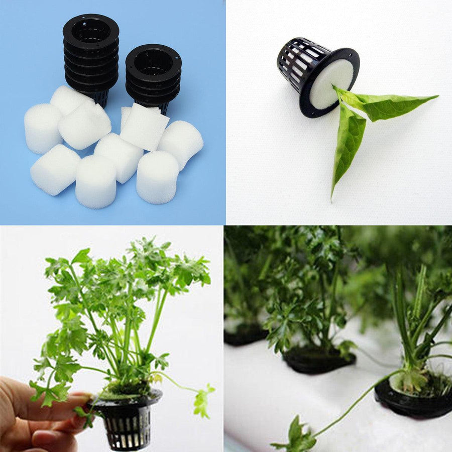 Black Plastic Mesh Pot Hydroponic Aeroponic Plant Grow Net Garden Flower Clone - MRSLM