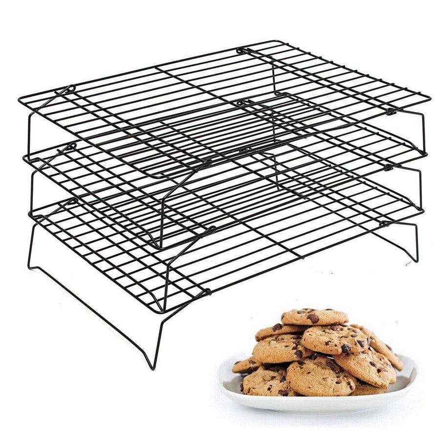 3 Tier Stackable Cooling Baking Cake Biscuit Tray Rack Space Saving Cake Stand - MRSLM