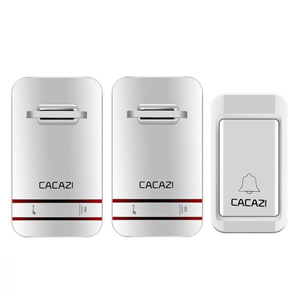 CACAZI 2 to 1 Wireless Doorbell No Need Battery LED Light Doorbell Waterproof Electronic Door Bell - MRSLM