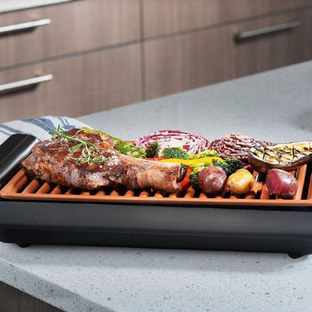 Non-stick Durable Electrothermal Barbecue Plate Fast BBQ Smokeless Grill with Temperature - MRSLM