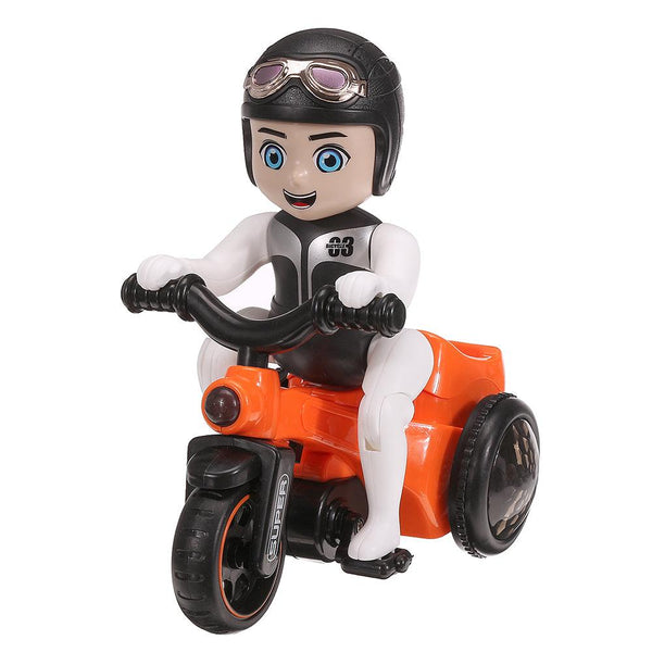 Puzzle Car Toy Trick Stunt Tricycle Light Music Rotate Bike Toys Rechargeable - MRSLM