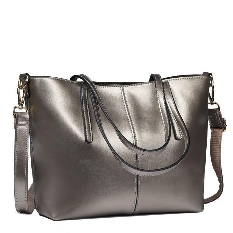 New leather bag 2016 bag leather fashion all-match simple single shoulder bag shopping bag bag capacity - MRSLM
