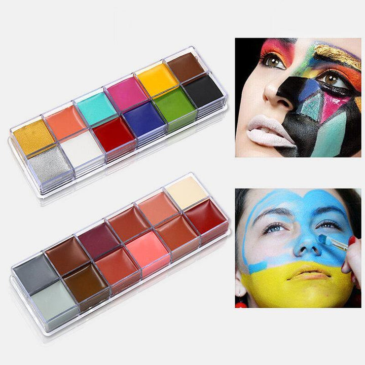IMAGIC 12 Colors Flash Tattoo Face Body Paint Oil Painting Art use in Halloween Party Fancy Dress Beauty Makeup Tool - MRSLM