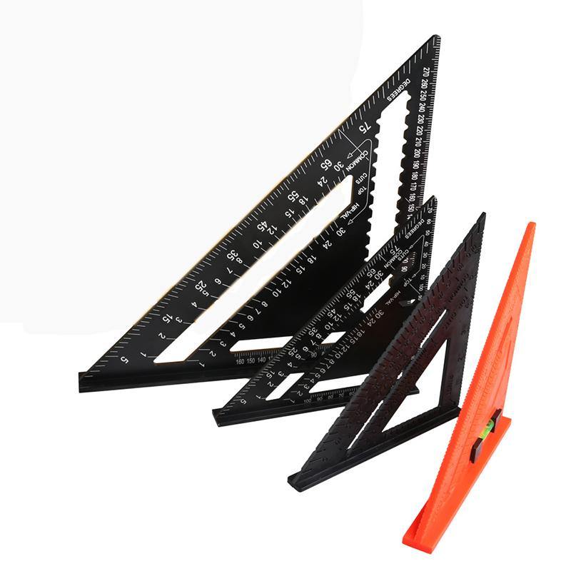 7/12'' Metric Aluminum Alloy Speed Square Triangle Angle Protractor Guide Ruler - MRSLM