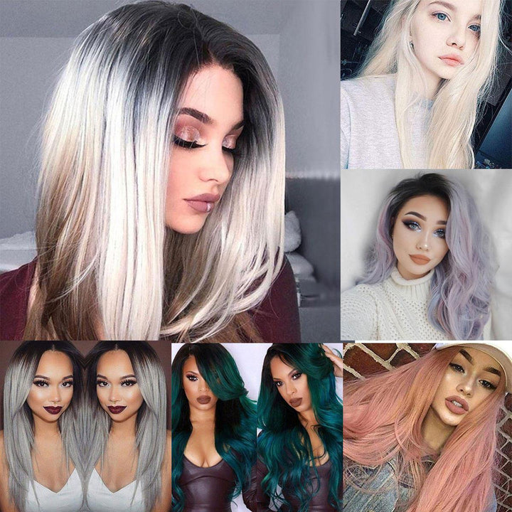 hair 26" 270g Long Synthetic Hair Wig Adjustable Ombre Grey Body Wavy Hair Wigs For Women Cosplay Heat Resistant 1PC - MRSLM