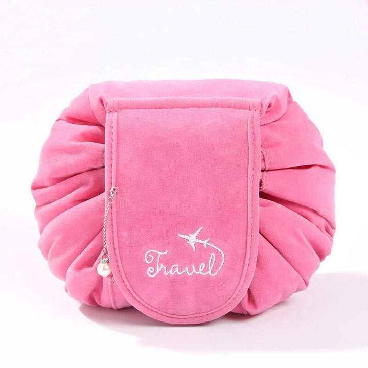 Lazy Big Capacity Cosmetic Bag Flannel Drawstring Travel Makeup Storage Bag - MRSLM