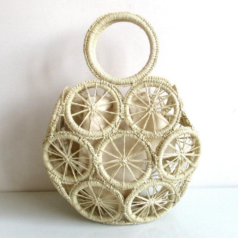 The New Circle Hollow Paper Rope Woven Bag Diagonal Straw - MRSLM