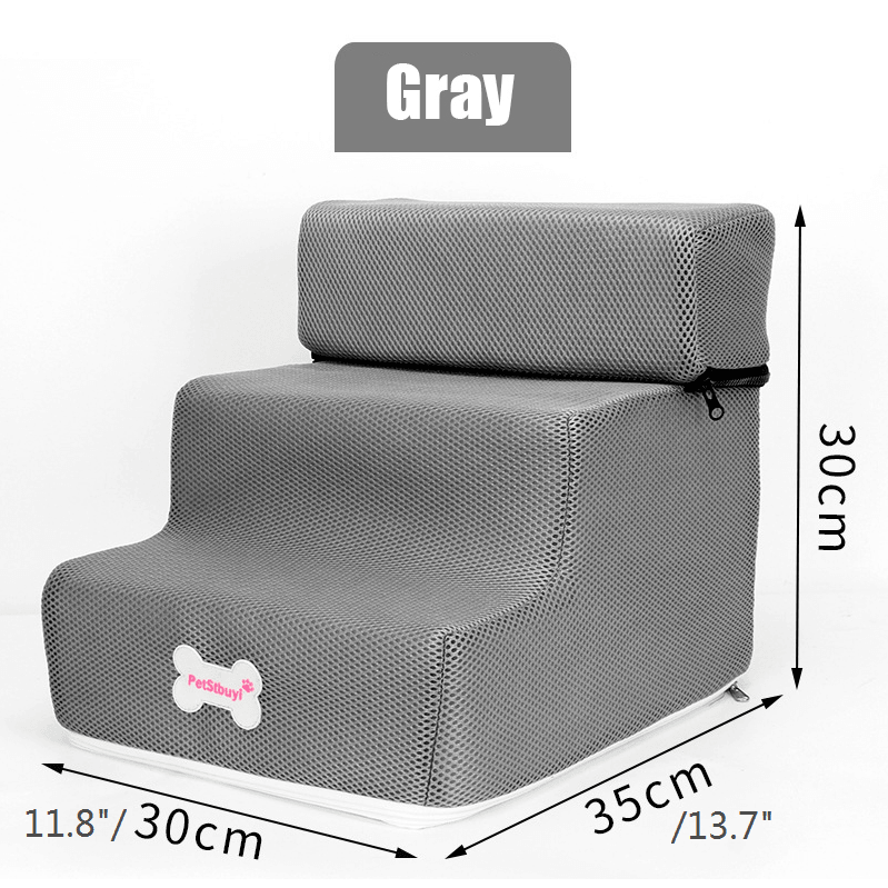 30x35x30CM 3 Steps Dog Stairs For High Bed Pet Cat Ramp Ladder W/ Removable Top - MRSLM