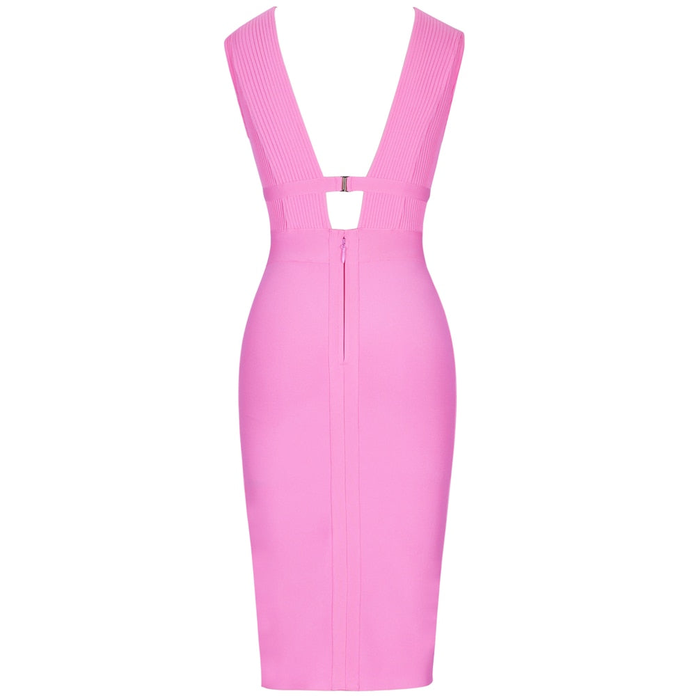 V-Neck Bodycon Women's Dress