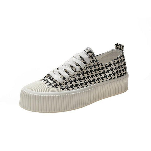 platform canvas shoes with check pattern, view 2 - MRSLM