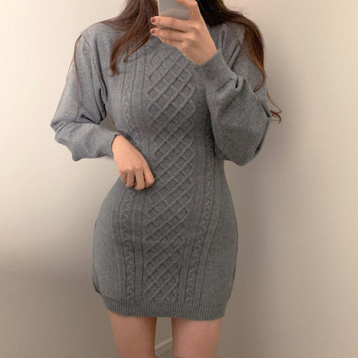 twist pattern knit dress, view 2 - MRSLM