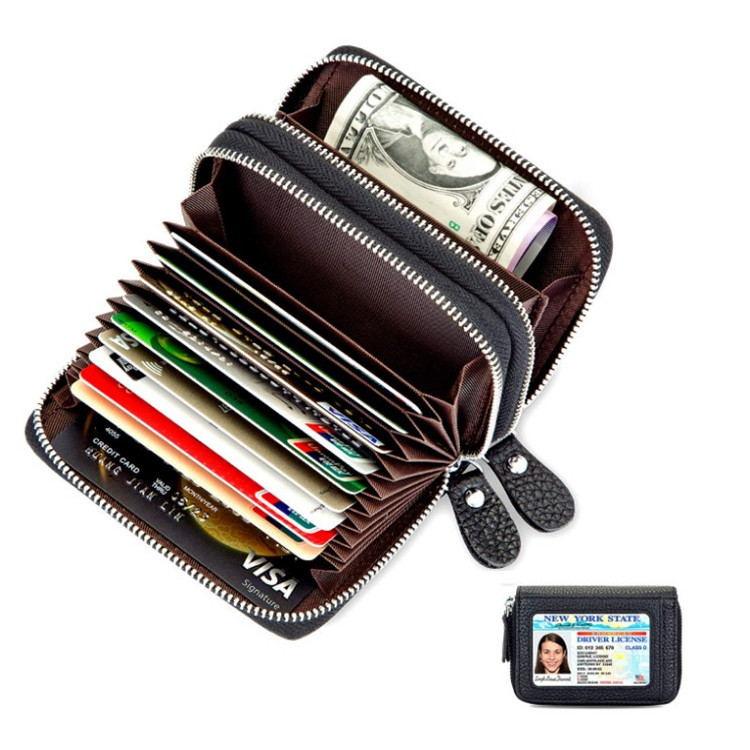 Women's leather double zipper wallet, view 2 - MRSLM