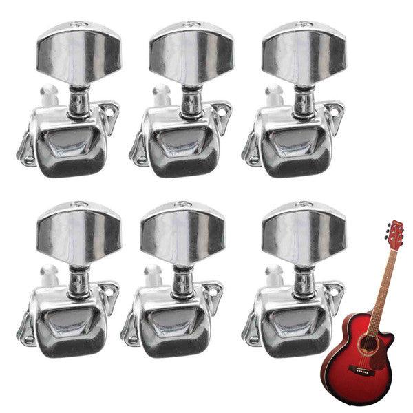 Acoustic Guitar String Semiclosed Tuning Pegs Tuners Machine Heads 6L Chrome - MRSLM