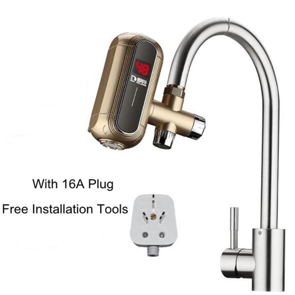 3000W Electric Water Heater Faucet Tankless Kitchen Instant Hot Water Tap Heater Digital LCD Display Easy-Install Heating Tap 220v With Free Installation Tools - MRSLM
