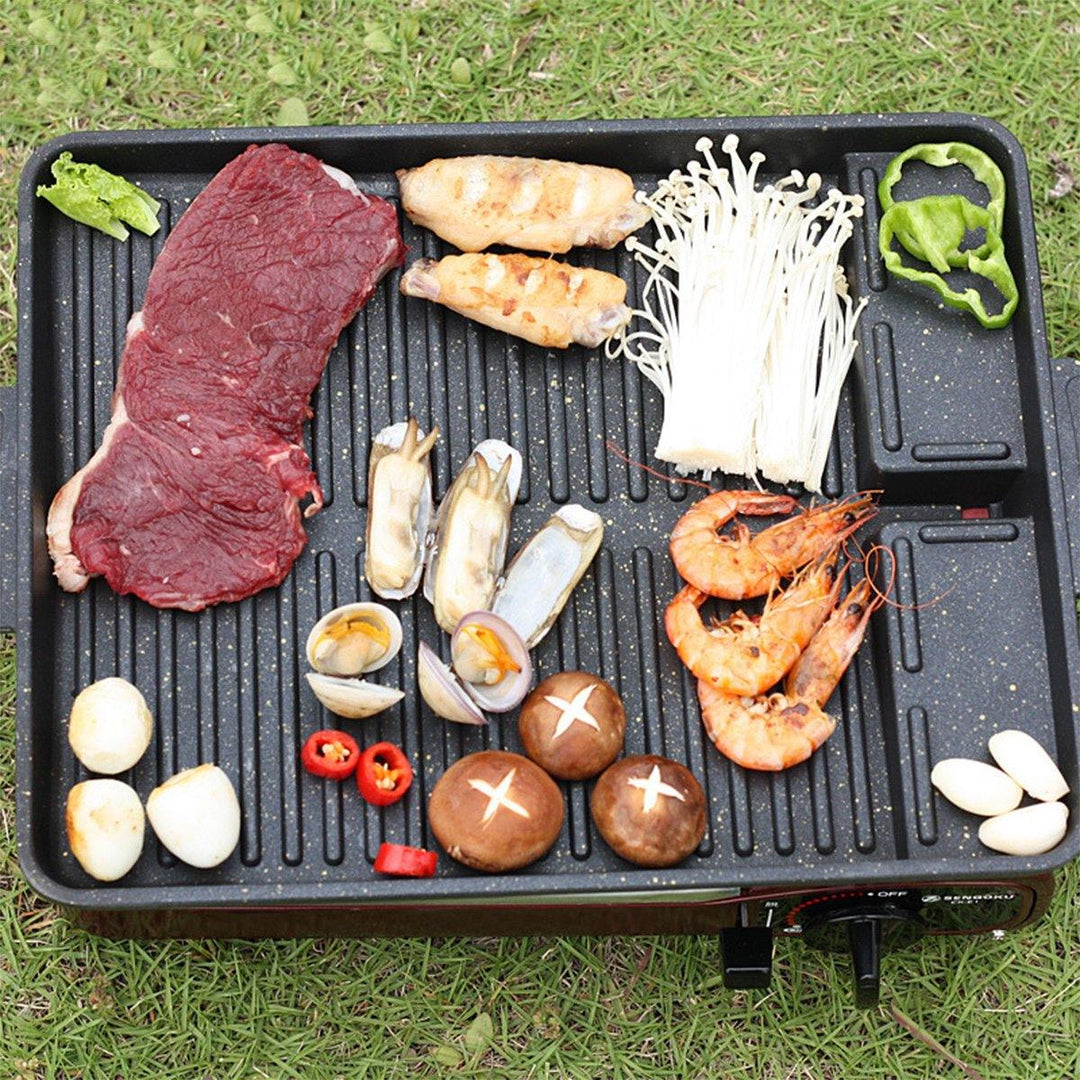 SEAROCK F50434 BBQ Grill Tray Cooking Plate Maifan Stone Coating Outdoor 32.5*26*4CM - MRSLM