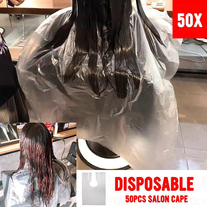 50Pcs Disposable Salon Barber Gown Cloth Hair Cutting Cloak Hairdressing Cape - MRSLM