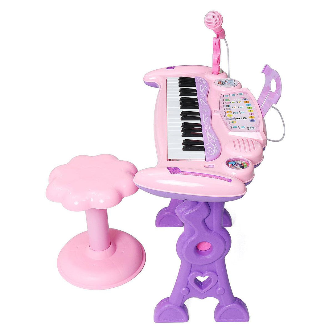 37 Key Electronic Keyboard Kids Mini Grand + Piano Stool Microphone Musical Toys - MRSLM