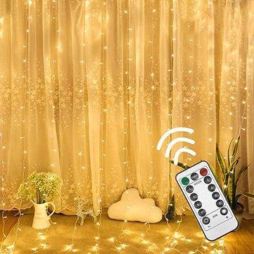 3M*3M USB 8 Modes 300LED Curtain Fairy Wire String Light Christmas Party Decor Holiday Wedding Supply - MRSLM
