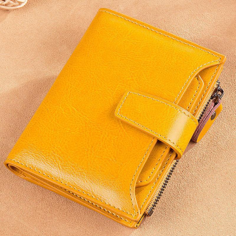 Women's leather card holder with leather buckle - MRSLM