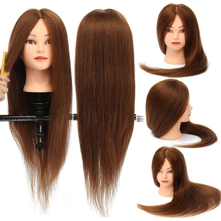 26 Inch 100% Human Hair Dark Gold Hair Head Dummy Head Practice Model Head With Bracket - MRSLM