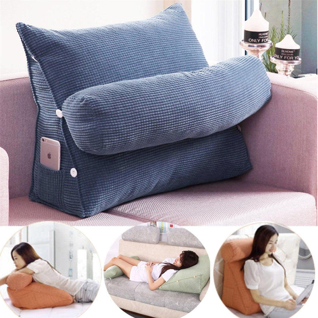 Adjustable Pearl Wool Back Wedge Pillow Reading Bedrest Rest Support Thwartwise Pain Relief Cushion - MRSLM
