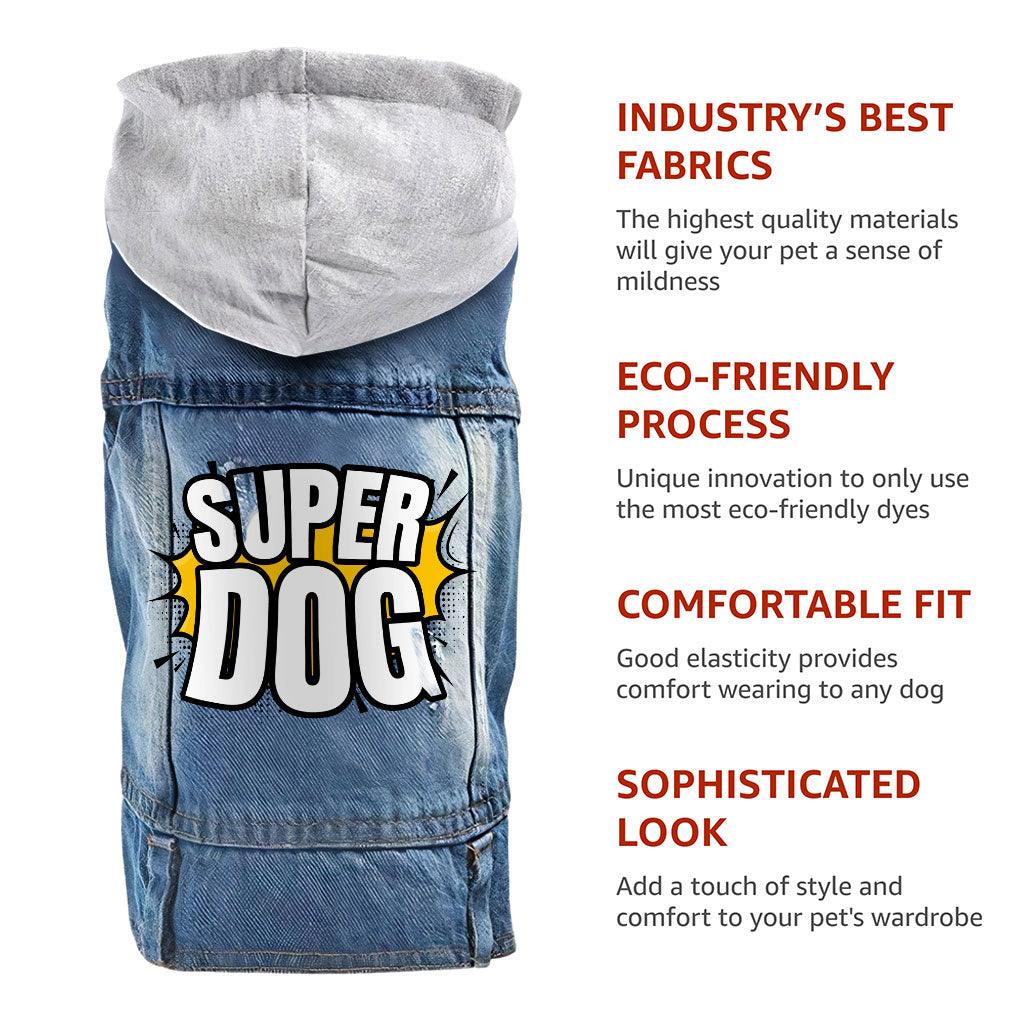 Super Dog Denim Jacket - Colorful Dog Denim Coat - Graphic Dog Clothing - MRSLM