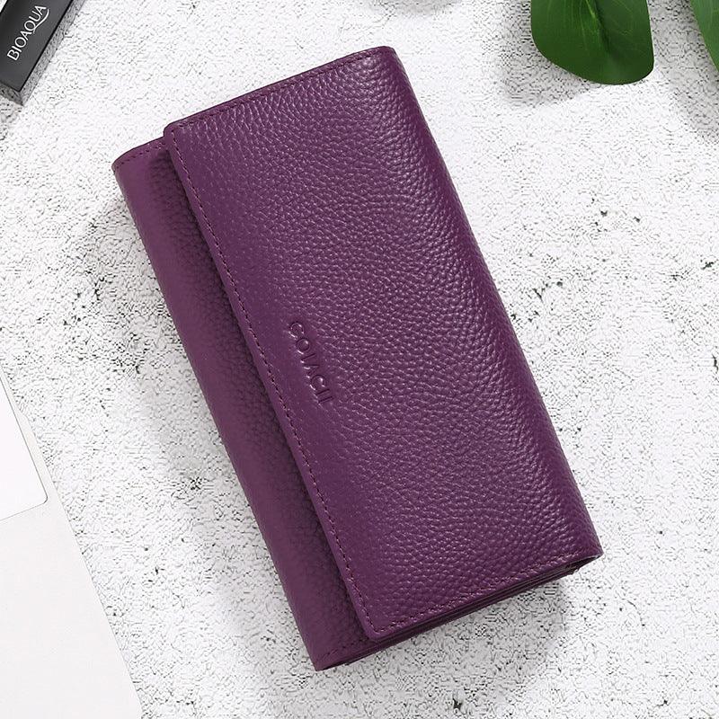 Ladies New European And American First Layer Leather Long Wallet - MRSLM