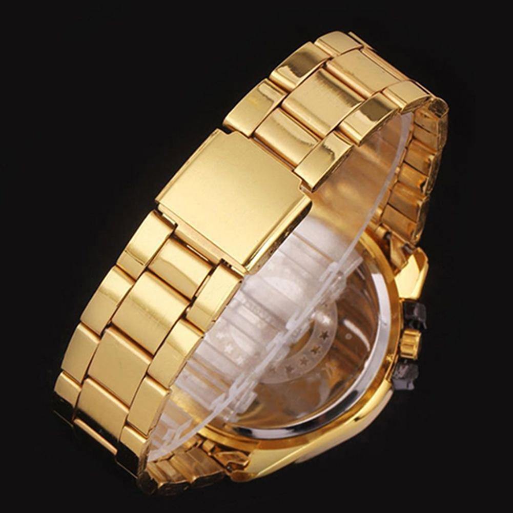 Men's Fashion Sport Stainless Steel Quartz Analog Wrist Watch Roman Numerals - MRSLM