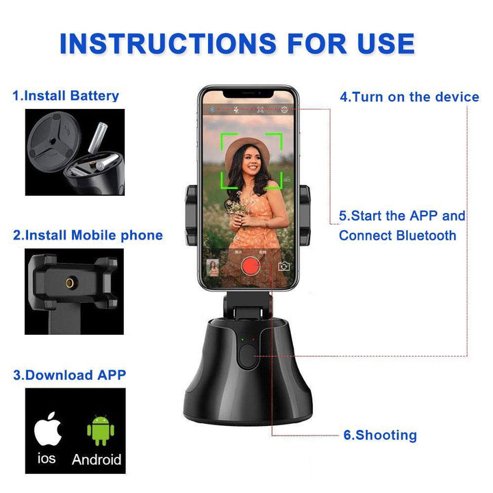 Auto Smart Shooting Selfie Stick 360° Object Tracking Holder - MRSLM