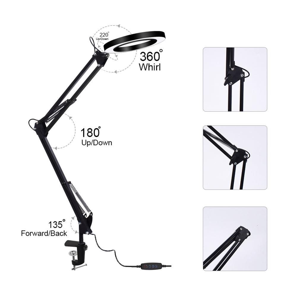 DANIU Lighting LED 5X 740mm Magnifying Glass Desk Lamp with Clamp Hands USB-powered LED Lamp Magnifier with 3 Modes Dimmable - MRSLM