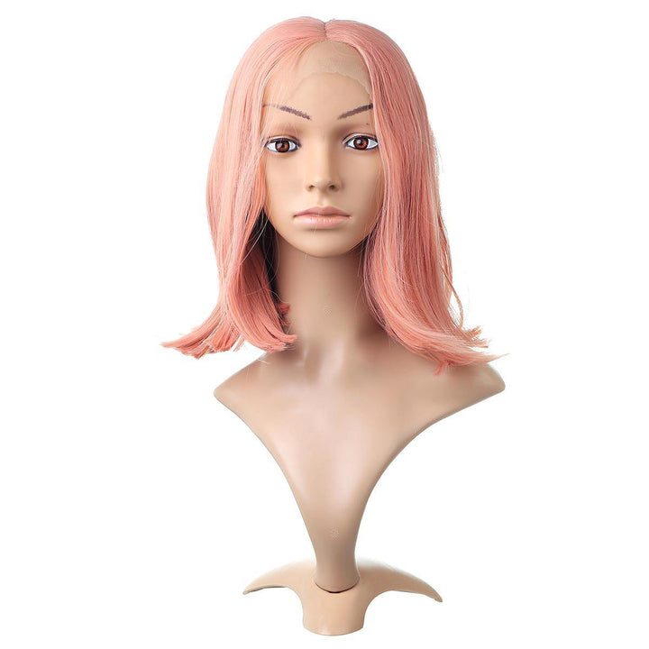 12/14 inch Pink Bob Lace Front Wig Human Hair Pre Plucked Blonde Grey Green Ombre Short Bob Wigs - MRSLM