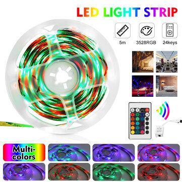 5M 300LED Strip Light Kit SMD3528 Flexible RGB Waterproof Flexible Lamp Home Car 24 Key IR Remote Control - MRSLM