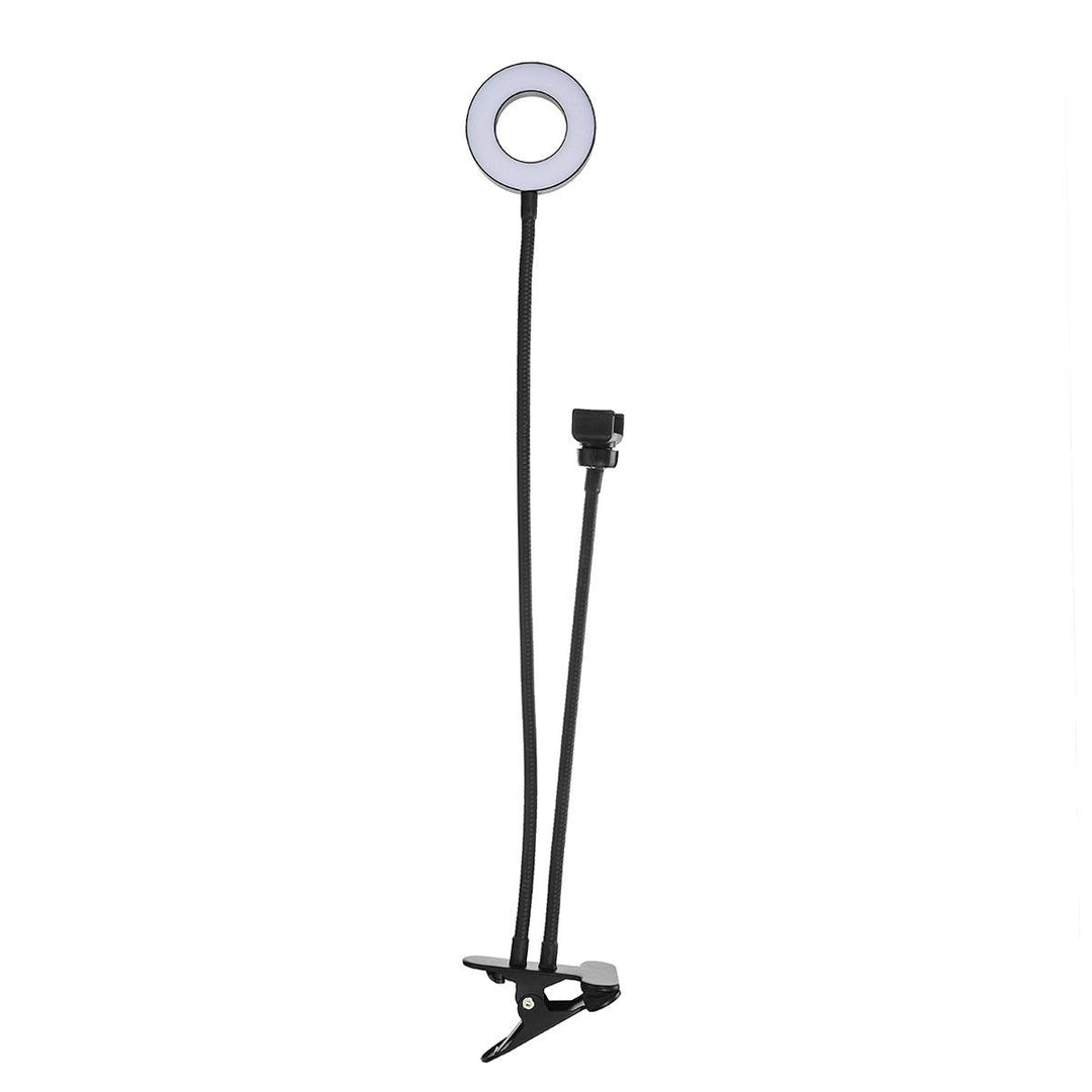 Clip LED Ring Light for Selfie Live Broadcast 3000-5000K Dimmable Makeup Fill Light for Youtube Facebook with Mobile Phone Holder Table Lamp Flexible Desk Night Lamp for Reading Net Class (A) - MRSLM