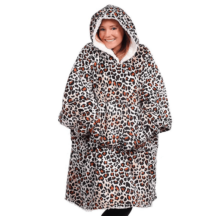Plush thick printed blanket, cloak lazy blanket, hooded blanket, nap warm air-conditioning blanket - MRSLM