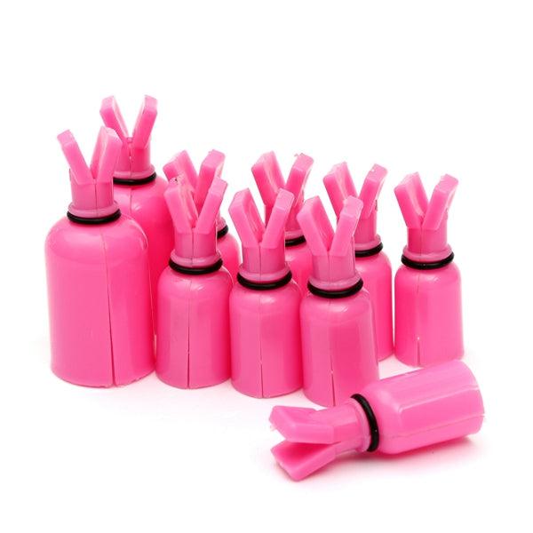 10Pcs Plastic Soak Off UV Gel Polish Remover Wrap Cap Clip Tool (Pink) - MRSLM