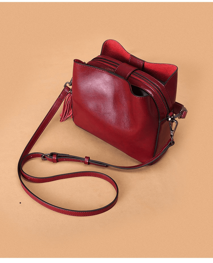 Women Vintage Faux Leather Crossbody Bag Shoulder Bags Bucket Bag Crossbody Bag - MRSLM