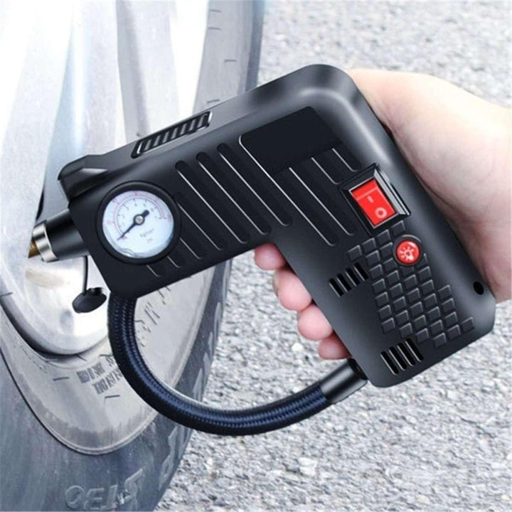 12V Portable Air Tire Inflator Pump LED Safety Hammer Compressor For Motorcycle Electric Auto Car Bike - MRSLM