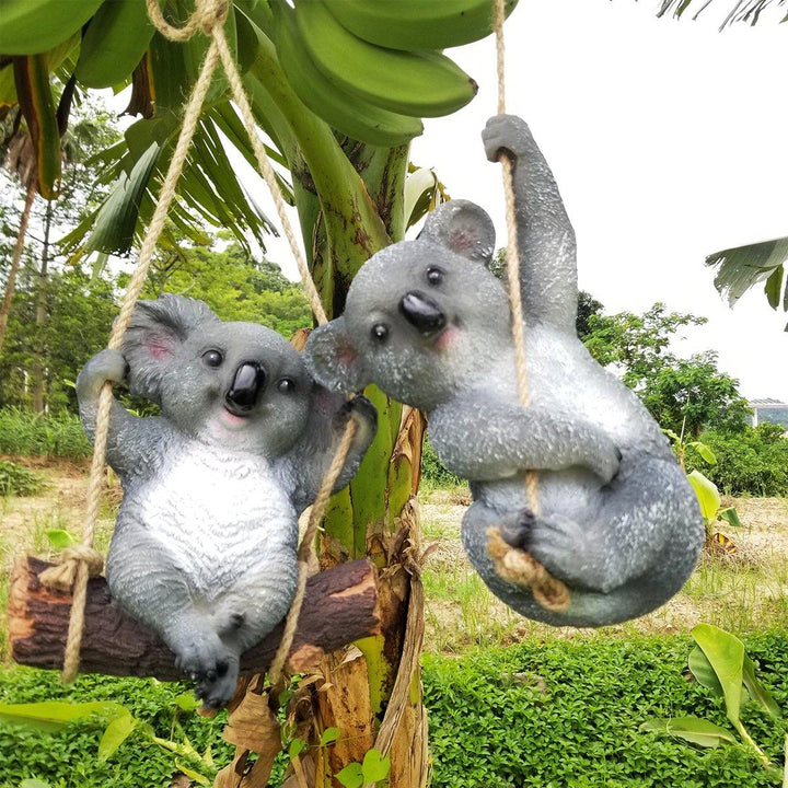 Cute Koala Hanging Swing Tree Ornament Figurine Statues Garden Sculptures Gift Decorations - MRSLM