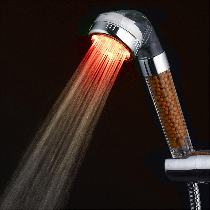 7 Color Changing LED Anion Spa Shower Head Temperature Control Bathroom - MRSLM