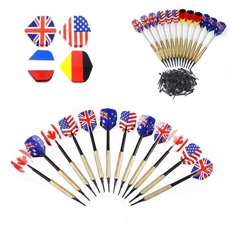 12Pcs Professional National Flag Tail Darts 4 Kinds With 100 Extra Soft Tips - MRSLM
