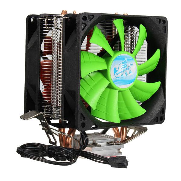 3 Pin Dual Fan CPU Cooler Heat Sink For Intel LGA775/1150/1155 AMD AM2/AM2+/AM3 - MRSLM