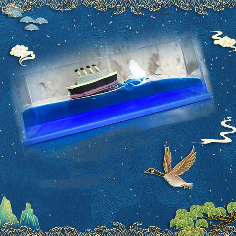Creative Cruise Ship Decoration Fluid Drift Bottle Desktop Decorative Ornament