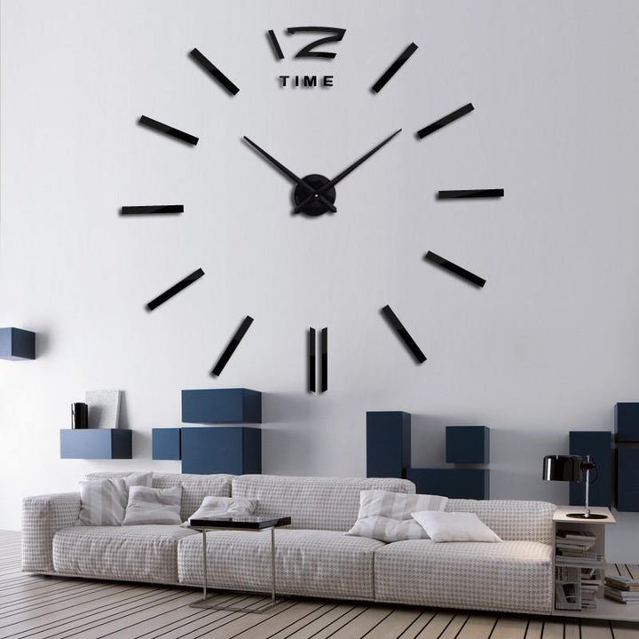 Modern DIY Wall Clock Large Frameless 3D Wall Clock Mirror Stickers Silent Home Living Room Office Decor - MRSLM
