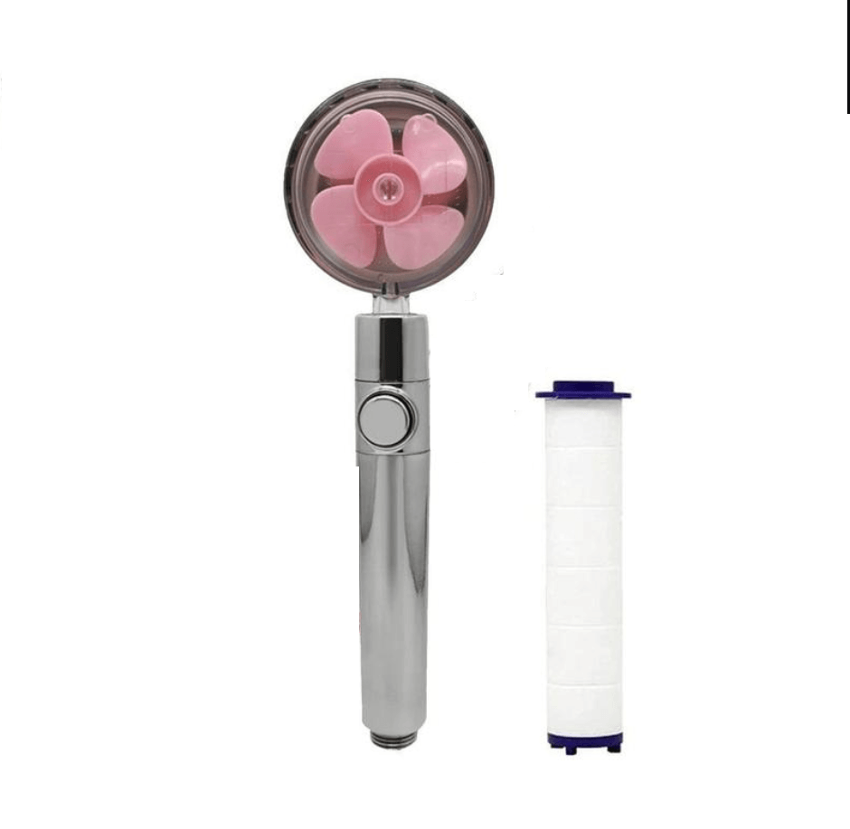 Propeller Driven Shower Head With Stop Button And Cotton Filter Turbocharged High Pressure Handheld Shower Nozzle - MRSLM