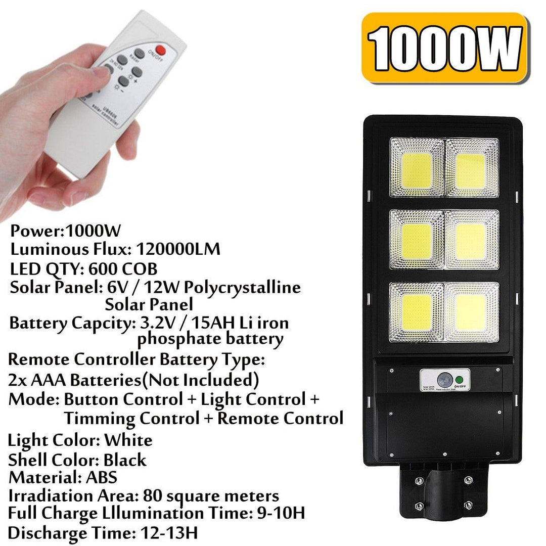 800-2000W 400/600/800 COB Solar Wall Street Light PIR Motion Garden Lamp Remote - MRSLM