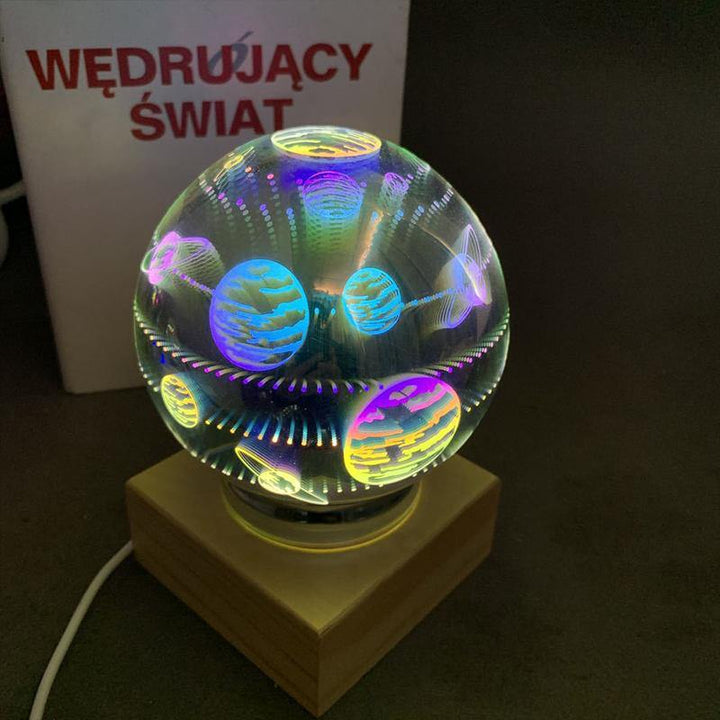Wood Colorful 3D Magic Ball Projection Lamp Usb Power Night Light For Xmas Gift - MRSLM