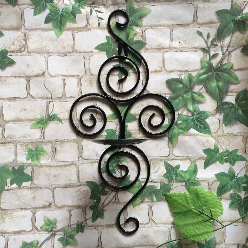 Iron Scroll Candle Holder Candlestick Wall Hanging Sconce Wedding Home Decorations - MRSLM